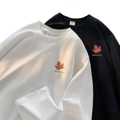 颖膝美式重磅纯棉长袖t恤男生