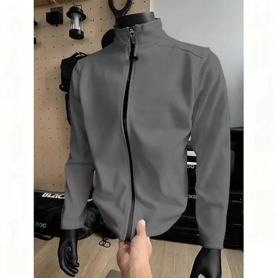 颖膝双面德绒立领开衫卫衣男秋冬