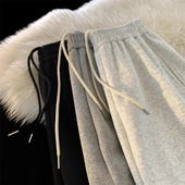 高街潮牌青少年百搭宽松休闲直筒长裤 男春秋季 子 纯色运动卫裤 美式