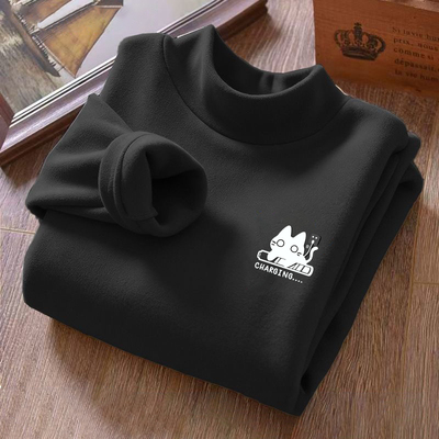 颖膝双面德绒半高领打底衫男款