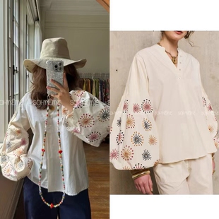 绣字绣花上衣CY2197 灯笼袖 哼哈冰冰