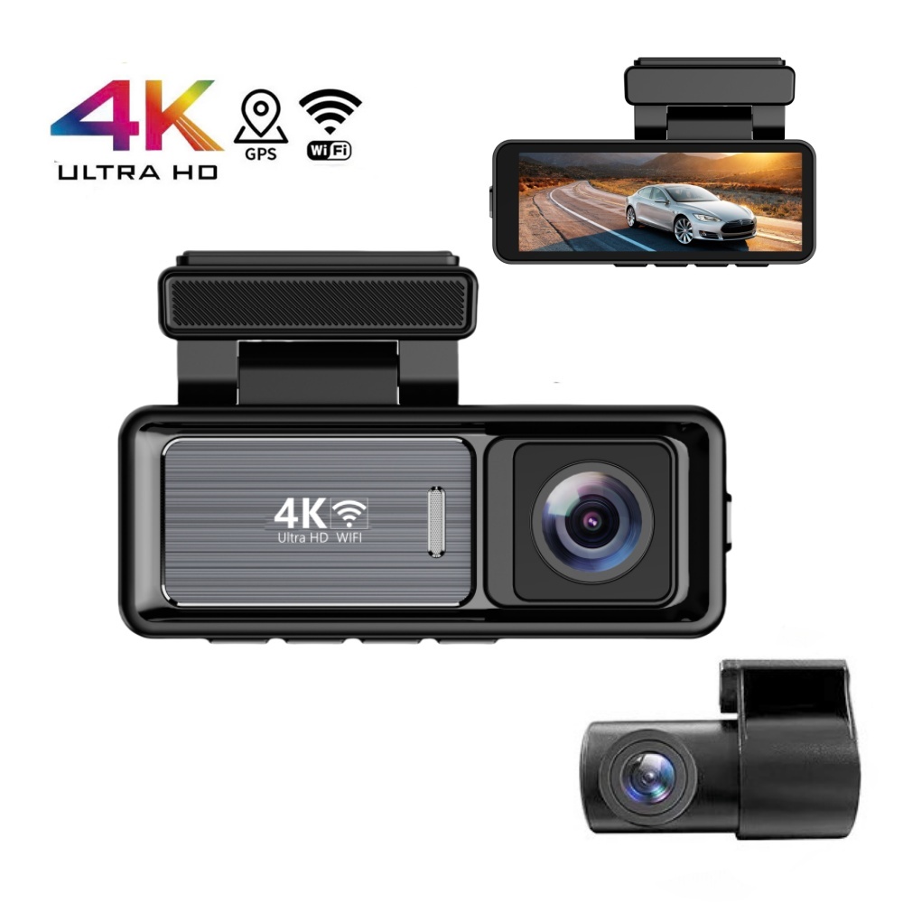 新款高清4K3.2寸GPS行车记录仪前后双录夜视高清车载记录仪WiFi