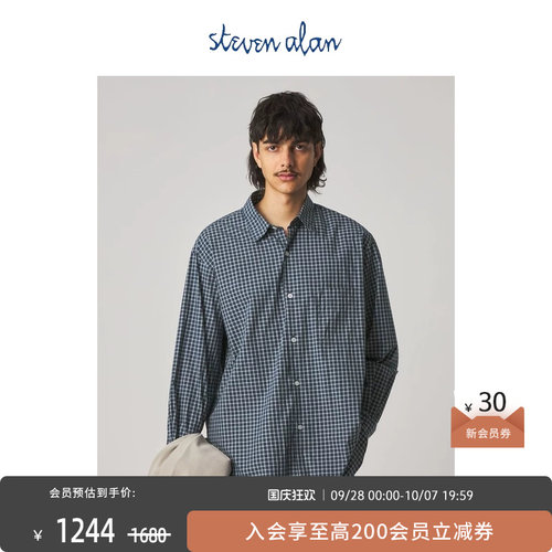 steven alan 2026春夏新品男装 纯棉中长款格纹长袖衬衫