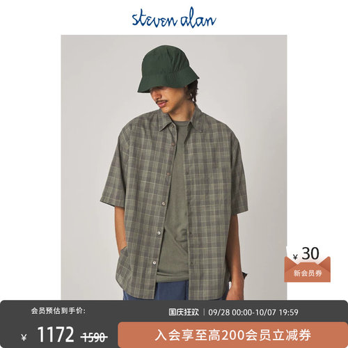 steven alan 26早秋新品男装日常基础款格纹常规领宽松衬衫