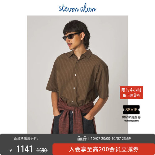 steven alan  春夏男装日常基础款肌理细条纹常规领衬衫