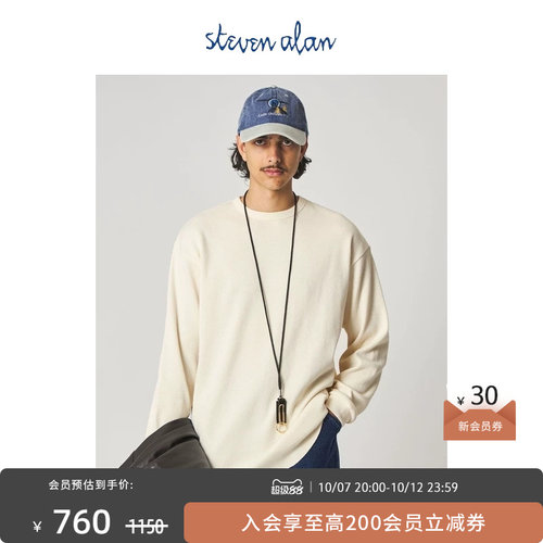 steven alan 2026春夏新品男装 纯棉落肩中长款长袖圆领T恤上衣