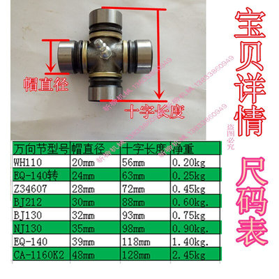 旋耕机配件万向节十字轴轴承五个黄油嘴140/1160万向节收割机农机