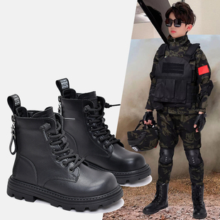 真皮男童马丁靴2025秋冬新款儿童软底短靴春秋单靴小女孩加绒皮靴