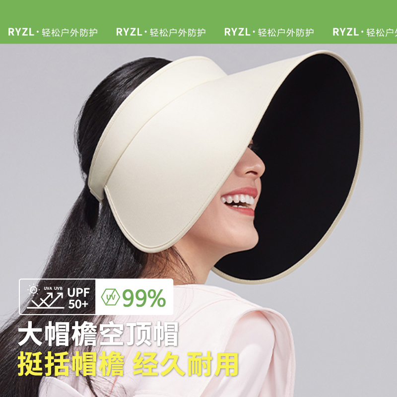 RYZL户外加大加宽帽檐黑胶防晒帽