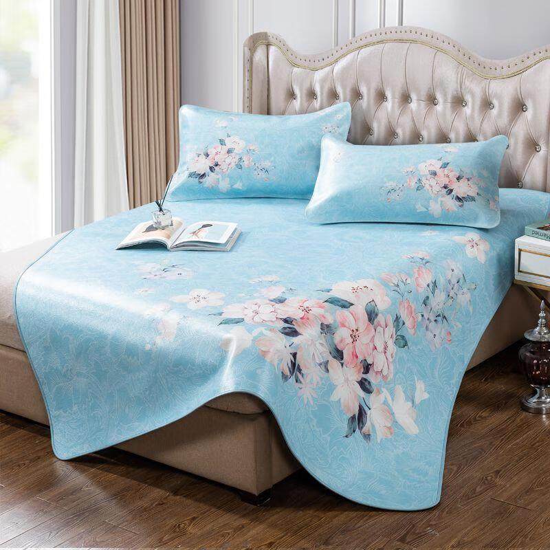 牛皮席头层水牛皮凉席三件套牛皮凉席真皮彩绘软席 特厚4.5mm花