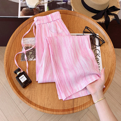 浅色棉麻直筒裤女夏2025新款夏季休闲山本裤宽松垂感亚麻阔腿裤子