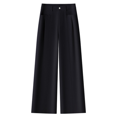 藏青色天丝牛仔直筒裤女2025秋季新款窄版高腰显瘦宽松拖地阔腿裤