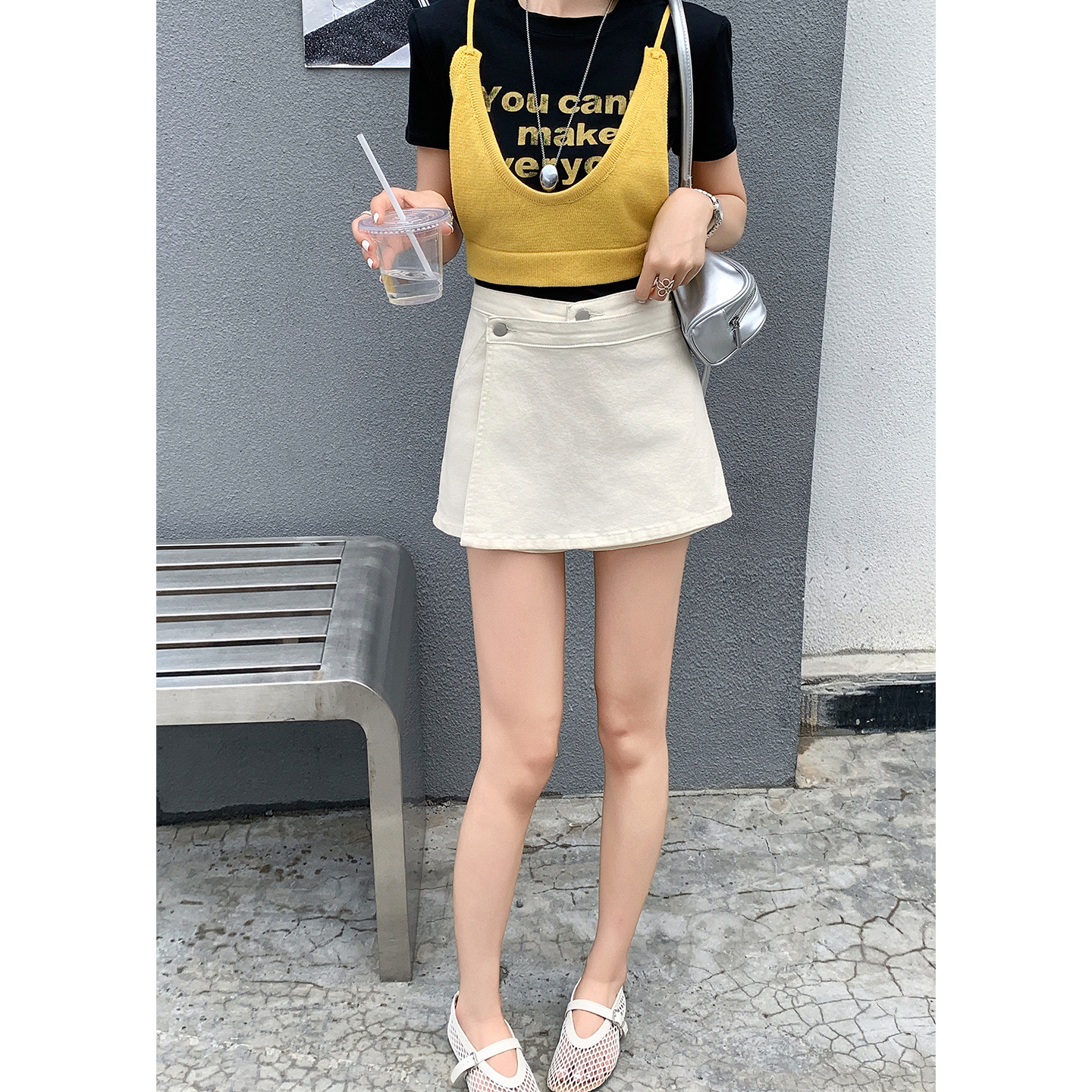 黑色牛仔裙裤女士2025夏季薄款a字高腰弹力短裤小个子包臀短裙子