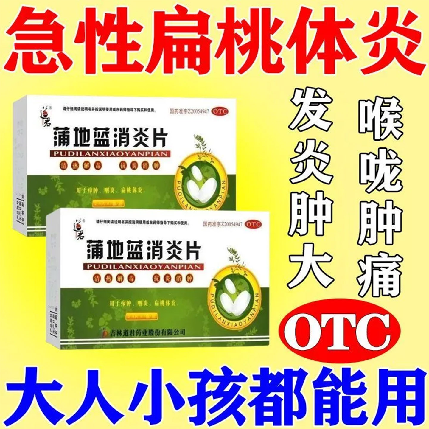 道君蒲地蓝消炎片24片抗炎消肿清热解毒疖肿咽炎扁桃体炎中成药