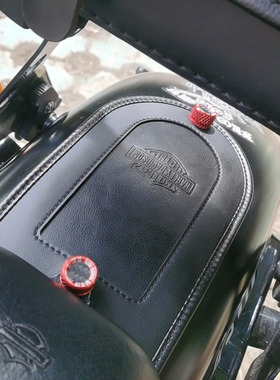 摩托车配件黑色皮革 哈雷883 XL1200 X48座垫改装火焰 后坐垫装饰