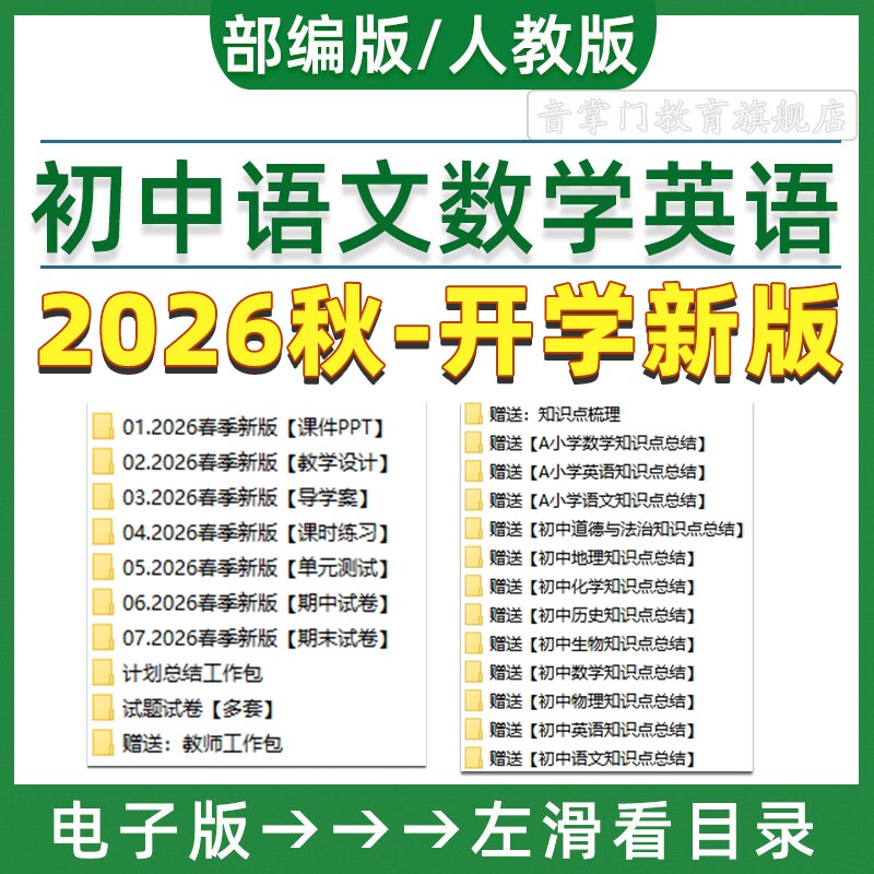 2026部编人教版初中语文数学英语七八九年级上下册课件ppt教案789