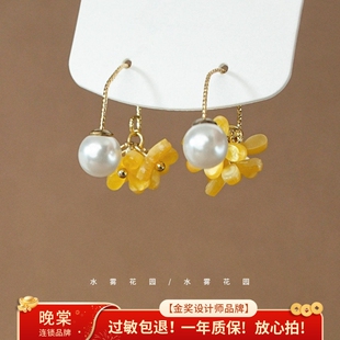 水雾花园 来当仙女~超仙桂花森系度假风姜黄色花朵耳环女耳饰A990