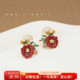 晚棠MIN 莫奈花园珐琅花朵耳饰森系女小清新甜美耳环超仙度假A078