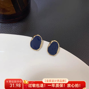 复古耳钉A347 不规则耳环小众设计感高级法式 印象花园 海蓝蓝