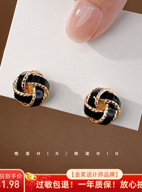 岛屿花园 缠绕于耳畔~安可拉红色精致耳钉女高级气质耳环耳夹A333