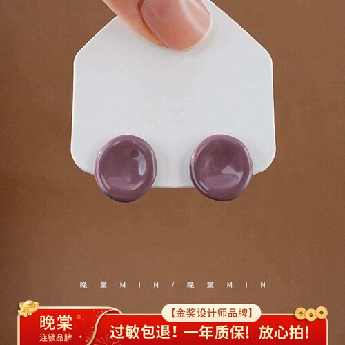 油画笔触法式复古圆形耳钉