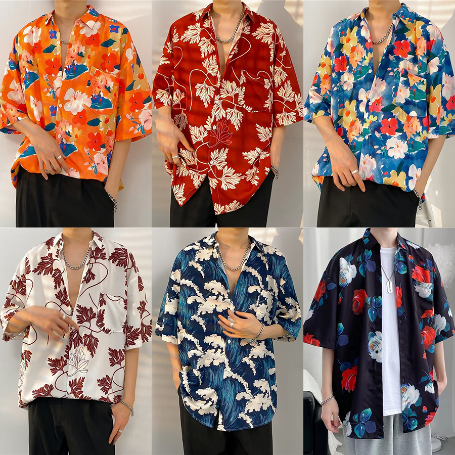 港风复古风夏威夷衬衣
