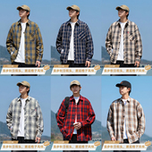 春秋季 衬衣港风百搭情侣复古格子外套 潮流休闲宽松长袖 衬衫 男韩版