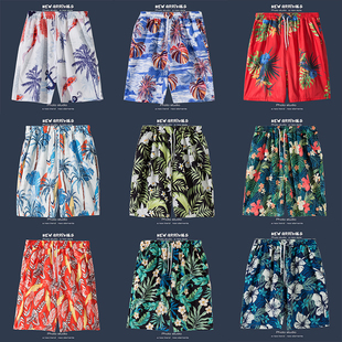 沙滩度假百搭潮流情侣五分裤 衩夏季 男港风宽松花裤 夏威夷休闲短裤