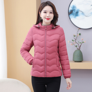 棉衣女短款妈妈装羽绒棉袄大码修身显瘦轻薄款中老年冬装外套棉服