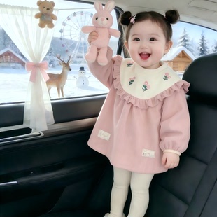 罩衣新款防水反穿衣冬长袖围裙围兜吃饭幼儿园女儿童洋气辅食护衣