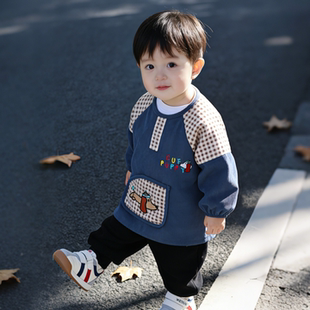 罩衣男童秋冬外穿灯芯绒防水防脏反穿衣儿童幼儿园吃饭围兜辅食衣