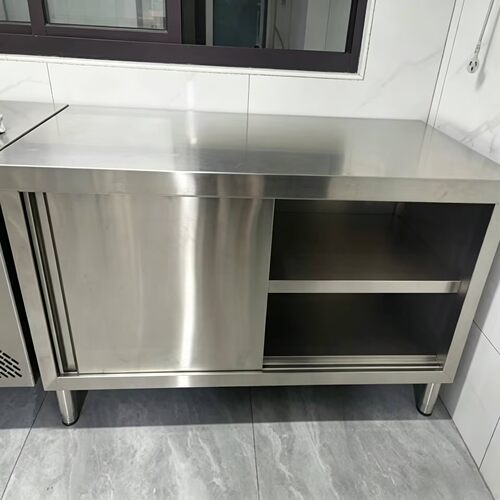 不锈钢橱柜特厚工作台特厚厨房橱柜商用桌子储物烘焙双层不锈钢柜