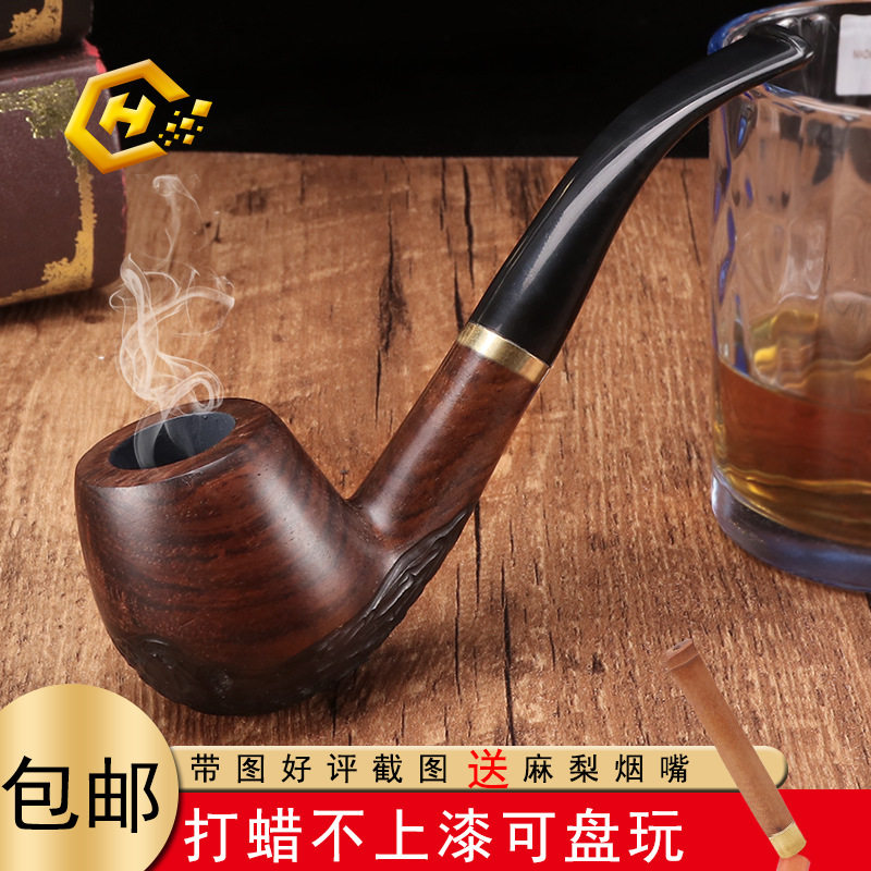 源头工厂打蜡黑檀烟斗9毫米烟道