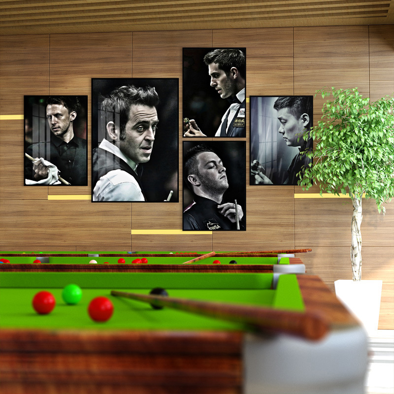 桌球挂画现代简约斯诺克明星俱乐