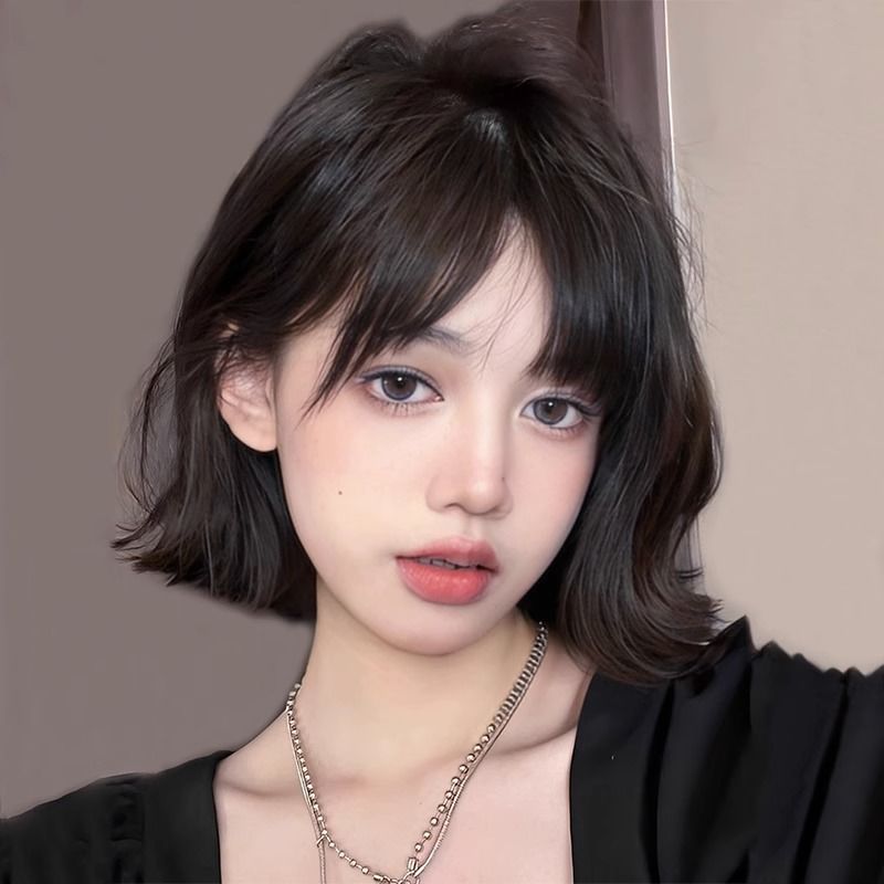 假发女短发新款圆脸俏皮发尾外翻