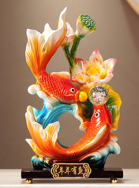 树脂新中式鲤鱼跃龙门摆装饰摆件