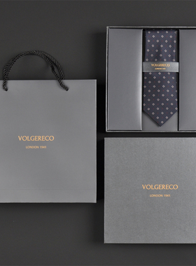 英国VG男士休闲商务领带礼盒装高端正装窄品牌结婚手打黑灰色7cm