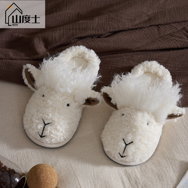 可爱小羊仿羊羔绒人造羊毛羊崽拖鞋冬季室内家用鞋可外穿情侣鞋子,居家布艺,居家棉拖/棉鞋,淘宝优惠券,粉丝福利购,淘宝优惠卷