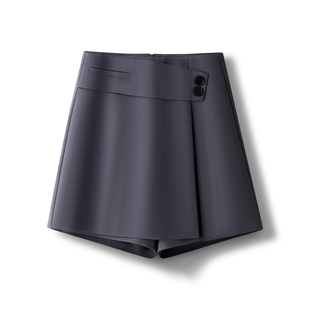 高腰显瘦a字裙裤 女春秋2026年新款 小个子 阔腿裤 高级灰不对称西装