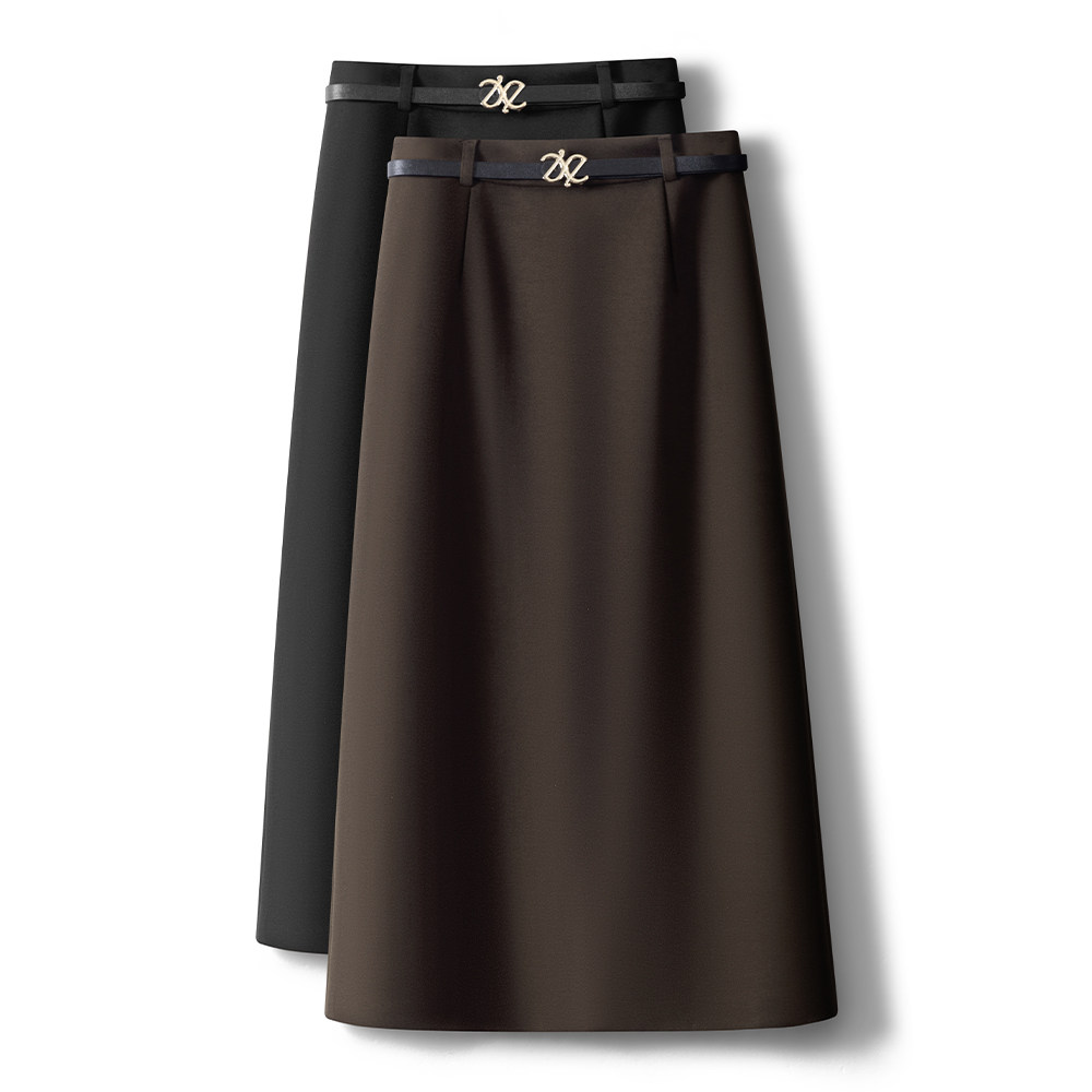 毛呢半身裙A字简约百搭包臀裙