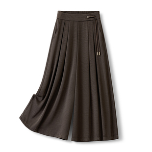 国风裤 宽松显瘦七分八分裤 垂感缎面阔腿裤 甩裤 女夏2025新款 新中式