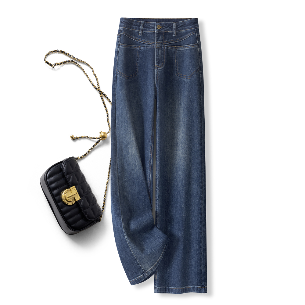 显瘦直筒裤宽松抗皱阔腿牛仔裤