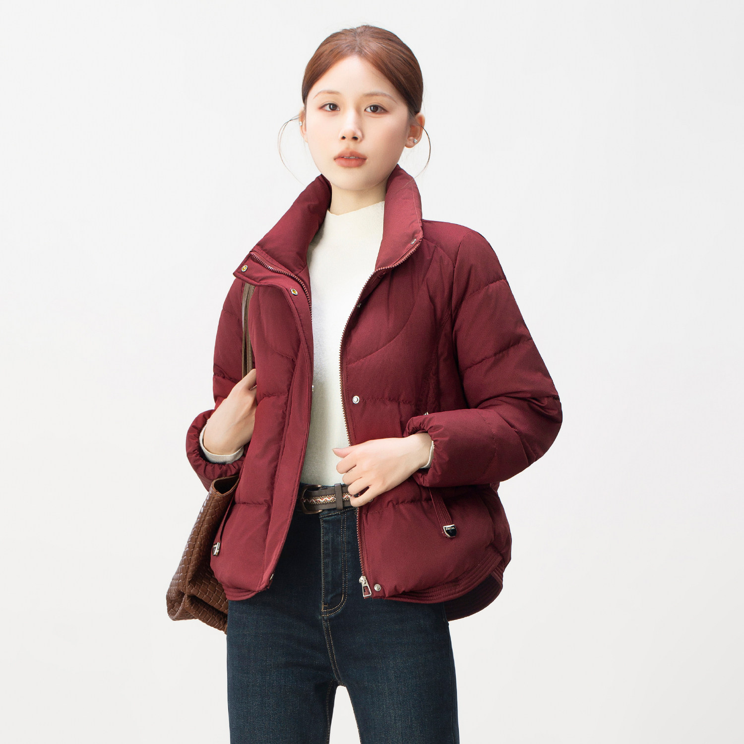 时尚立领短款棉服女冬季2025新款加厚保暖修身短外套小个子面包服