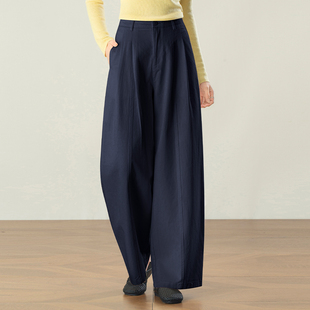 宽松设计感垂感弯刀休闲裤 新款 女2026春季 山本风天丝棉高腰阔腿裤
