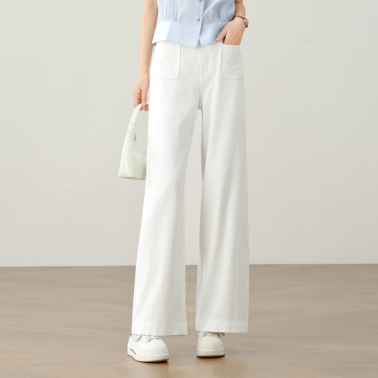 白色薄款垂感透气牛仔阔腿裤女夏季2025年新款高腰显瘦直筒休闲裤,女装/女士精品,牛仔裤,淘宝优惠券,粉丝福利购,淘宝优惠卷