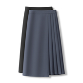 高腰显瘦A字中长款 2026新款 拼接百褶裙 半身裙女春秋季 不规则西装