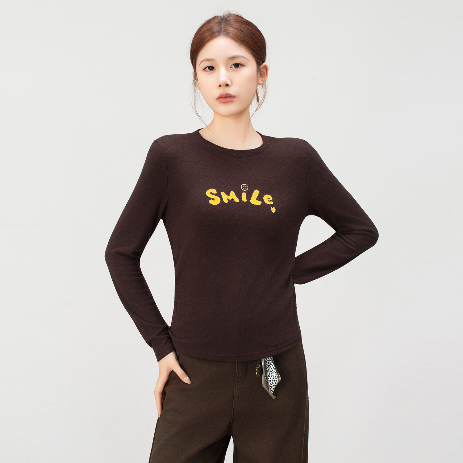 休闲百搭字母长袖T恤厚女春秋季2026新款修身显瘦圆领打底衫上衣,女装/女士精品,T恤,淘宝优惠券,粉丝福利购,淘宝优惠卷