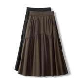 高级感松紧腰半身裙女春秋2026新款 高腰显瘦伞裙休闲大摆裙赫本裙