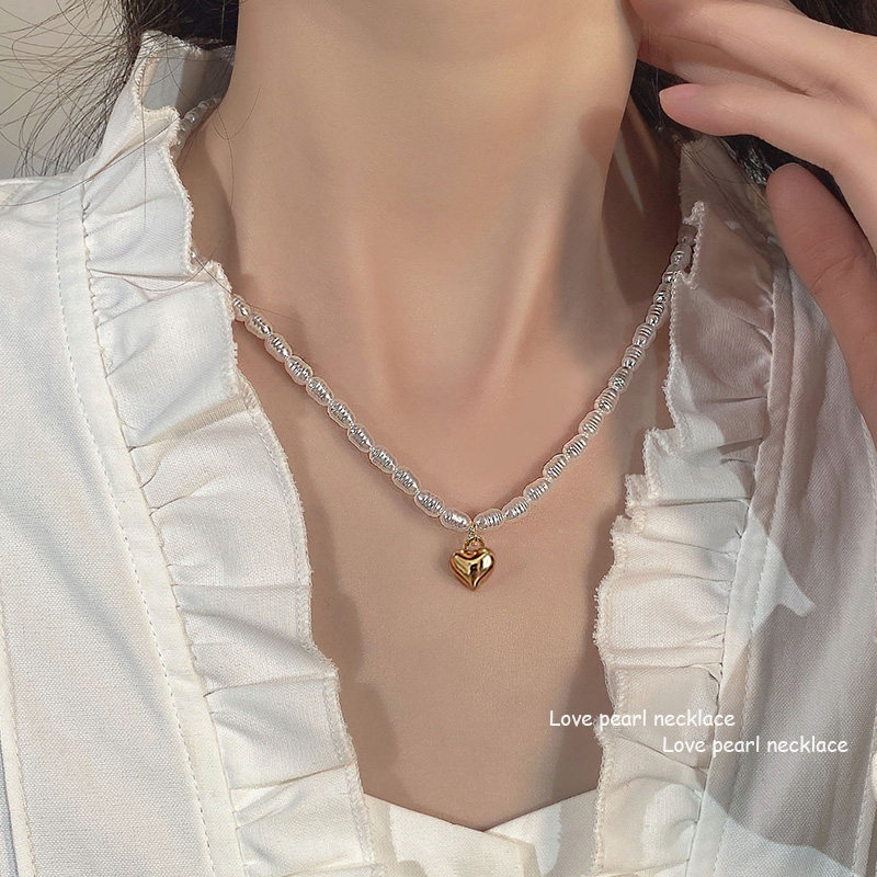 珍珠项链2022年新款女轻奢小众ins冷淡风爱心锁骨链高级感配饰夏