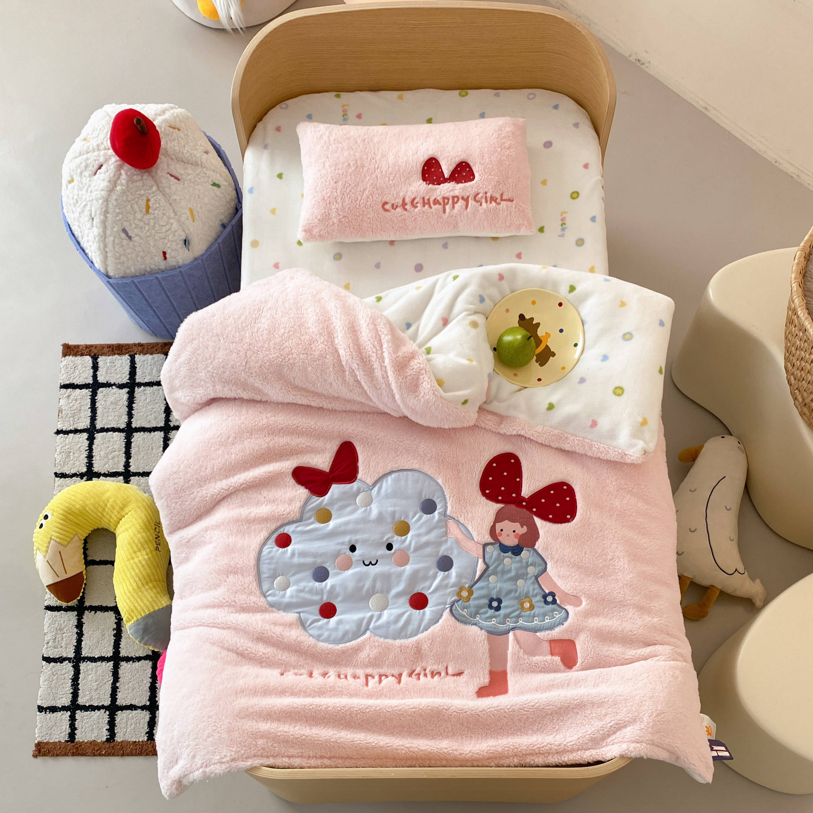 幼儿园被子三件套秋冬牛奶绒绵羊绒宝宝入园含芯六件套珊瑚绒被褥,婴童用品,婴童床品套件,淘宝优惠券,粉丝福利购,淘宝优惠卷